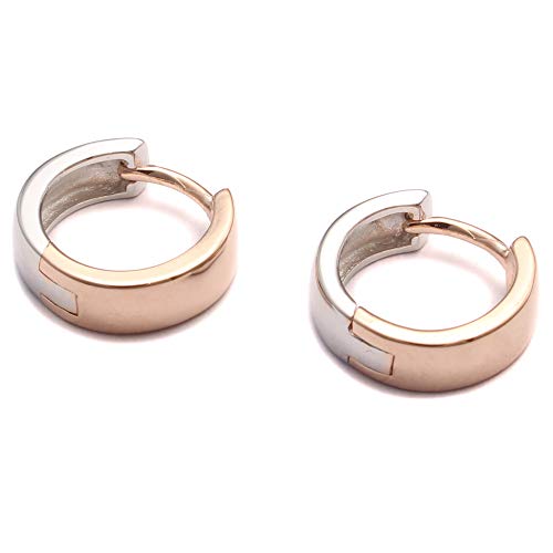 Loveyourdiamonds Bicolor Creolen Ros gold vergoldete Ohrringe aus 925 Echtsilber