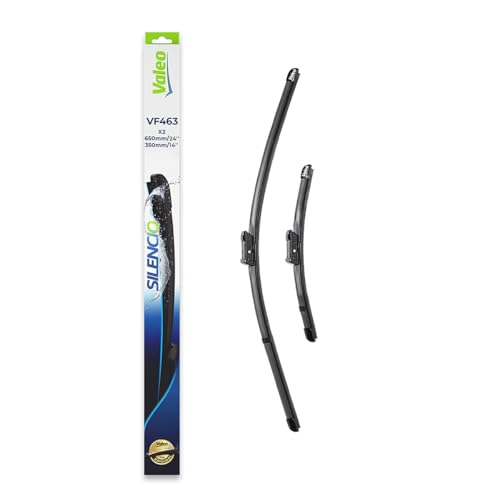 VALEO Silencio Wischer - VF463 - Leistungsstarke hervorragende Sicht auf der Straße einfache Montage - originale Flachblätter 650mm 350mm - Vorne - Set mit 2 Wischerblättern - 574663