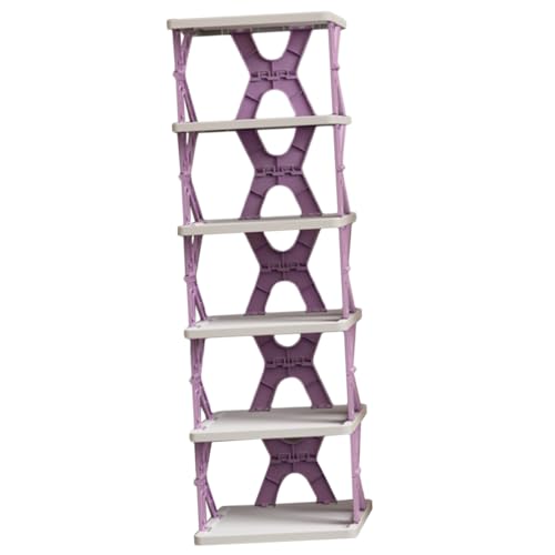 Faltbares Schuhregal für Kinder mit 6 Ebenen platzsparend lila tragbarer Aufbewahrungsschrank für Schlafzimmer und Badezimmer