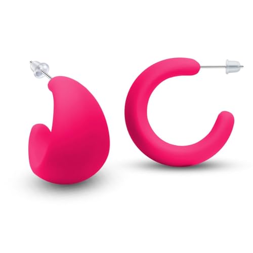 Soul-Cats Modische Damen Creolen Ohrringe aus Acryl 1 Paar leichte Kunststoff Ohrstecker in der Farbe pink