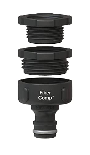 Fiskars Hahnverbinder Für Wasserhähne 21 mm G1 2 26 5 mm G3 4 33 3 mm G1 FiberComp MULTI Universalgröße 30 g Schwarz Grau 1027056