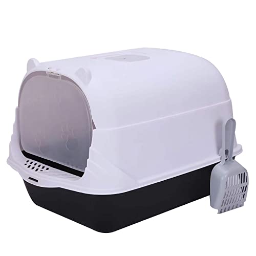 XUMIUZIY Geschlossene Große Katzentoilette mit Geruchlosem Deckel für Stinkende Katzentoilette Haustierbedarf für Sicheres und Komfortables Wohnumfeld Haustierbedarf Kostenlose Schaufel