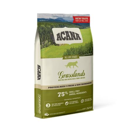 Acana Grasslands Doppelpack 2 x 340 g Trockenfuttermittel für Katzen Aller Rassen und Lebensphasen Enthält viele tierische Proteine aus Huhn Truthahn und Ente