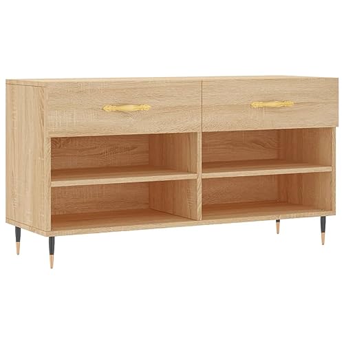 vidaXL 2 Schladen 4 Fächern viel Stauraum Schrank Schuhablage Modern Sonoma Eiche Holzwerkstoff