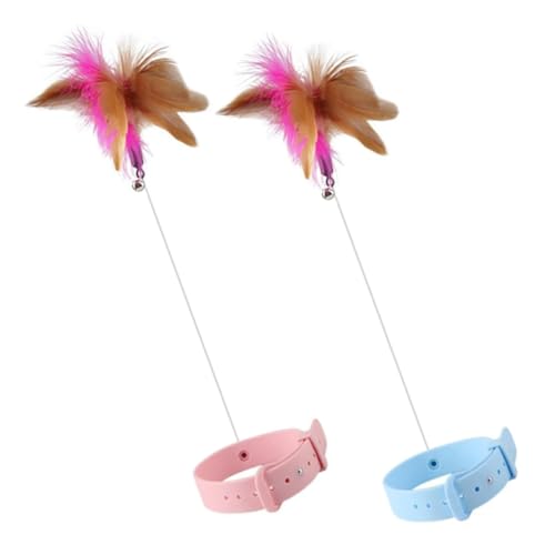 Supvox Interaktives Katzenhalsband mit Federwedel Katzenstock aus Weichem Material für Wohnungskatzen Katzenbedarf Spielzeug
