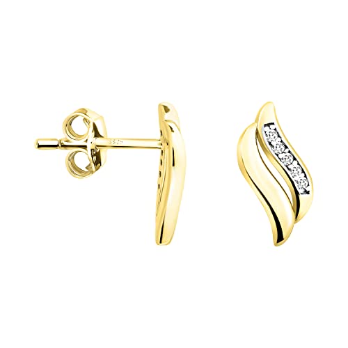 SOFIA MILANI - Damen Ohrringe 925 Silber - teils vergoldet golden mit Zirkonia Steinen - Bicolor Ohrstecker - E1706