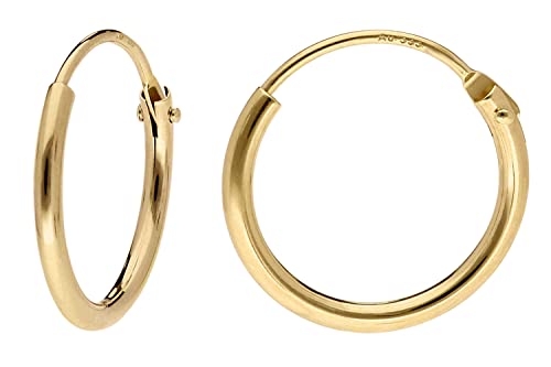 trendor Damen Ohrringe Gold 333 8K Creolen Breite 1 3 mm 13 mm 15170