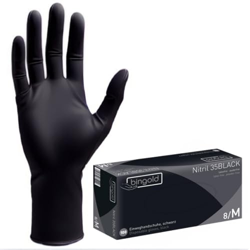 Sugaring Cane Einweghandschuhe 100 Stück Box Nitrilhandschuhe puderfrei latexfrei Einmalhandschuhe Wegwerfhandschuhe Handschuhe schwarz M