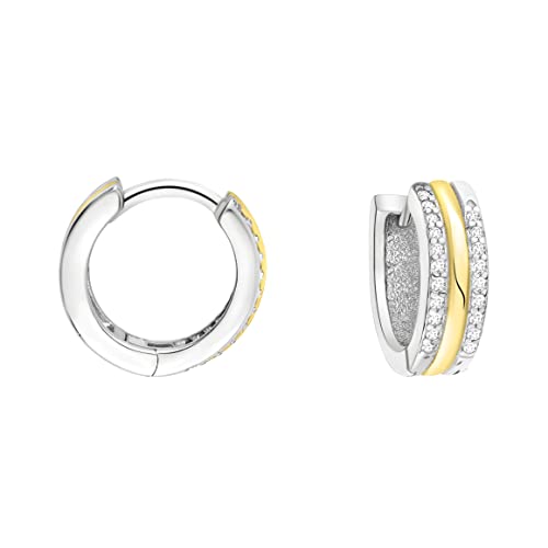 SOFIA MILANI - Damen Ohrringe 925 Silber - Bicolor - vergoldet golden - Zirkonia Creole - E1741