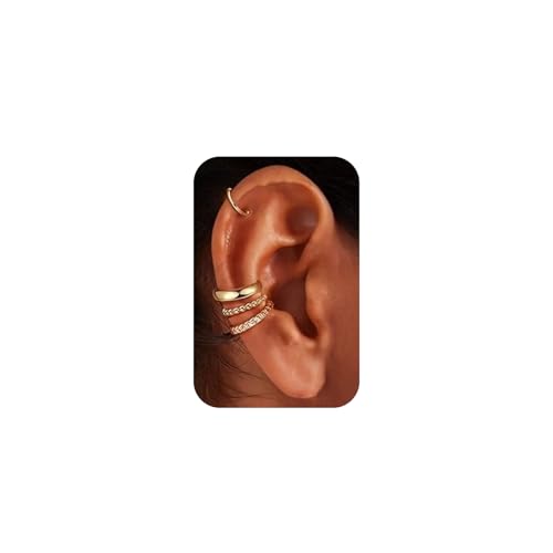4 Paar Ear Cuff Ohrringe Set Für Damen 14k Goldbeschichtete Ohrklemmen Verstellbarer Vergoldet Kleine Creolen Ohrstecker Vergoldete Ear Cuff Gold Clip Fake Helix Ohne OhrlöCher Für Frauen