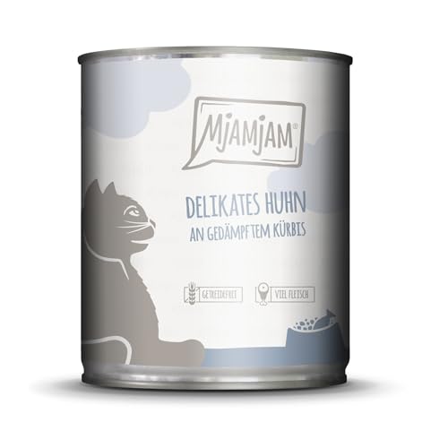 MjAMjAM - Premium Nassfutter für Katzen - delikates Huhn an gedämpftem Kürbis 1er Pack 1 x 800g getreidefrei mit extra viel Fleisch
