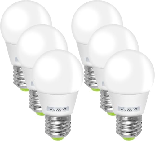 E27 12V LED Warmweiss 2700K 12v Glühbirne E27 3W LED AC12V DC 12V-24V Glühbirne 40W Glühlampenersatz für Sonnensystem Wohnmobil Boot Innen Niederspannungs-Sicherheitsbeleuchtung 6er Pack