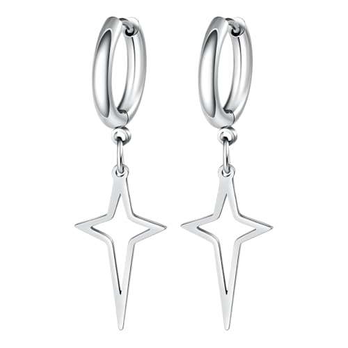 Ayoiow Ohrringe für Männer Titan Ohrringe Stern Anhänger Creolen