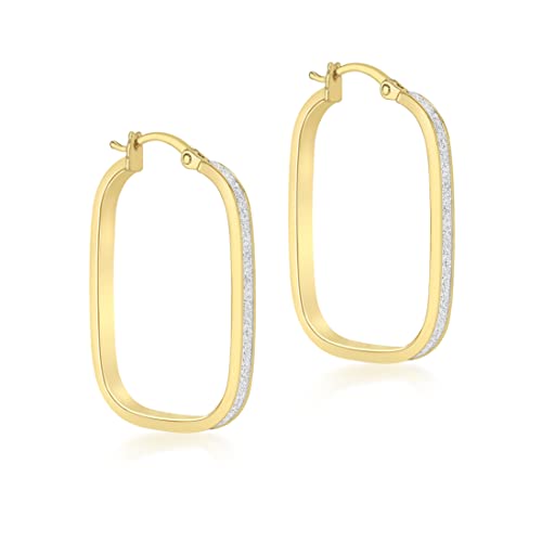 Carissima Damen 9ct Yellow Stardust Rounded Rectangle Earrings 375 Gelbgold 1.51.1249