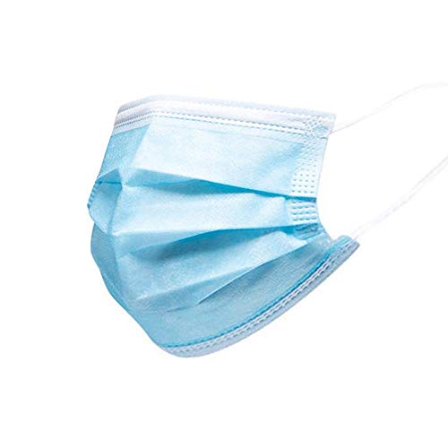 BigBig Home 100 Stücke Weich Disposable Mundschutz 3 Lagig Masken Staubdicht Einwegesschutzmasken Atemmasken mit Ohrringe Blau