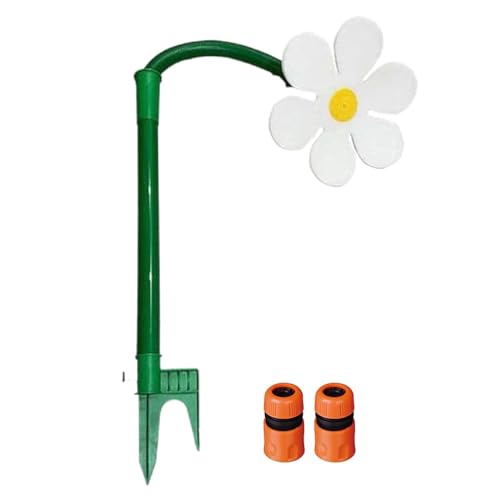 Sprinkler Blume Garten 6 m Reichweite 360 Rasensprinkler Tanzende Blume Spritzblume Bewässerung Sprenger beweglich Rasensprenger Gartensprenger für Hof Garten Rasen 105 x 28 x 28 cm Weiß