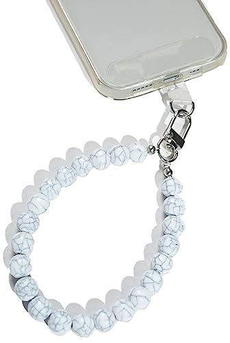 AMAYO   Handykette Universalänger Schlüsselband Handschlaufe Handygurt Armband Handyband kompatibel mit jedem Smartphone und Hülle Weiss Marmor