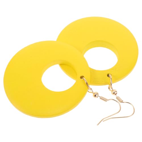 Hohopeti Holz Ohrringe Damen 1 Paar Leichte Geometrische Hängeohrringe Große Retro Tropfen Creolen Langlebige Holz Ohrhänger für Alltag und Party