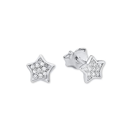 Amor Ohrstecker 925 Sterling Mädchen Kinder Ohrschmuck mit Zirkonia synth Stern Kommt in Schmuck Geschenk Box Silber 0.6 cm