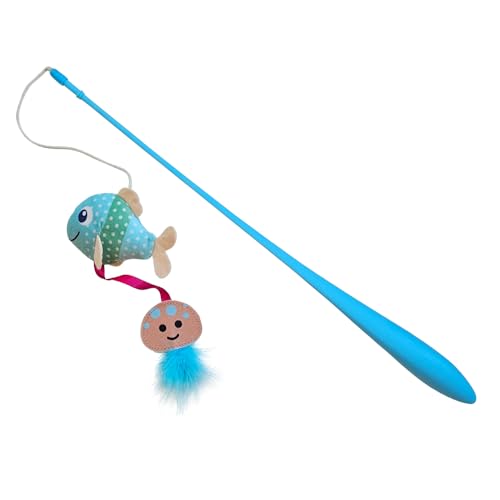 Nobby Angel mit Fisch und Qualle mit Catnip Stab 48 cm Band mit Spielzeug 42 cm