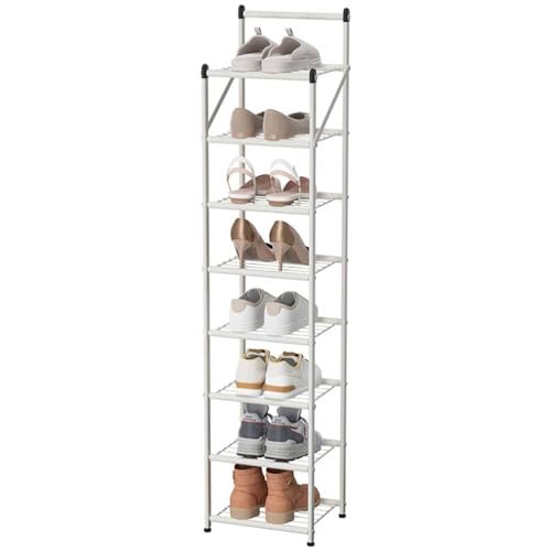 DECORN Schuhregal aus Metall mit 8 Ebenen Tragbares faltbares Schuhregal Ohne Installation kleines Schuhregal Platzsparend für Flure Schlafzimmer Eingangsbereiche Türen