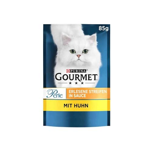 PURINA GOURMET Perle Erlesene Streifen Katzenfutter nass mit Huhn 24er Pack 24 x 85g