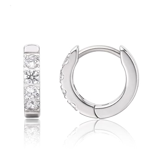 Limerencia Titan Creolen Ohrringe 8-12mm Leicht Hypoallergene Medizinische Creolen Ohrringe mit Glänzendem Zirkonia für Damen und Herren 10mm Sliver