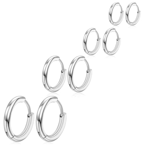 4 Paar Edelstahl Edelstahl Set Hypoallergen Ohrringes für 6 8 10 12 mm