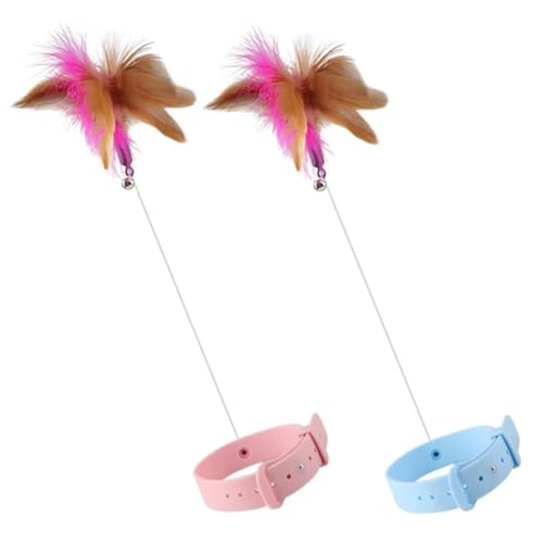 VICASKY 2 Stück Interaktives Katzenspielzeug Halsband Mit Federwedel Weiches Material Spielerisch Für Zuhause Und Kätzchen