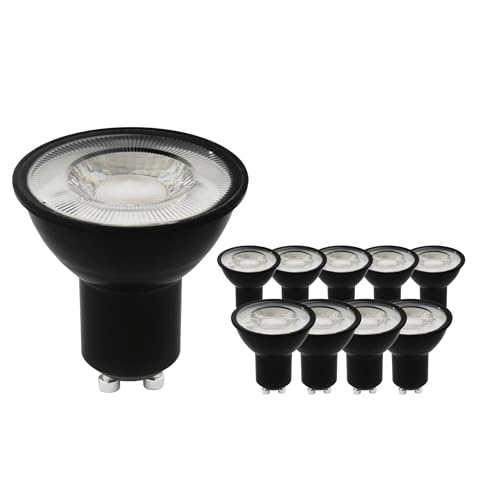 Ledvion - 10er Pack dimmbare GU10 LED Spots Schwarz 3W 2700K 345 Lumen SMD LED Chips Vollglas Energieeffizient Ideal für Einbau- Deckenleuchten