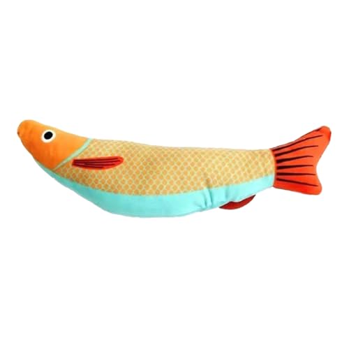 Fycakly Katzenspielzeug Meeresfrüchte Fisch hohes und stumpfes Zähneknirschen Katzen-Teasing-Werkzeug Haustierprodukte für Junge Katzen Veganes Kauspielzeug für Welpen Yellow 24x6x4cm