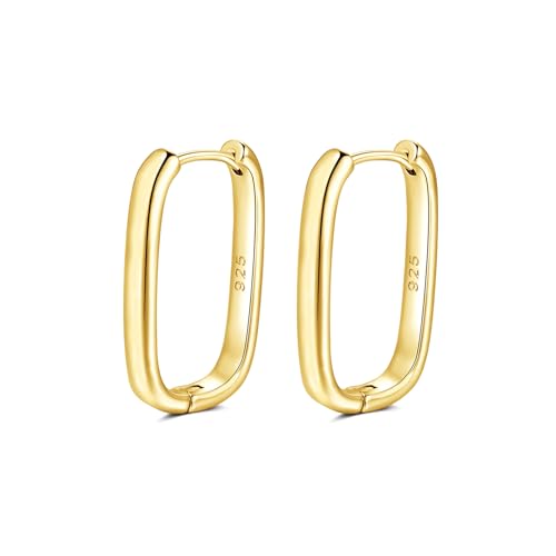 Creolen Silber 925 Ohrringe Silber 925 Eckige Creolen Gold für Damen Mädchen Herren Hypoallergen Huggie Schlafen Knorpel Ohrringe Klein 15 20mm gold-20mm