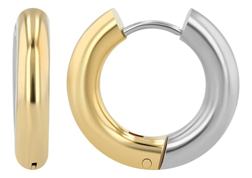 Akzent Wasserfeste Edelstahl Ohrringe Creolen in Bicolor für Damen 100% Wasserfest Hautverträglich