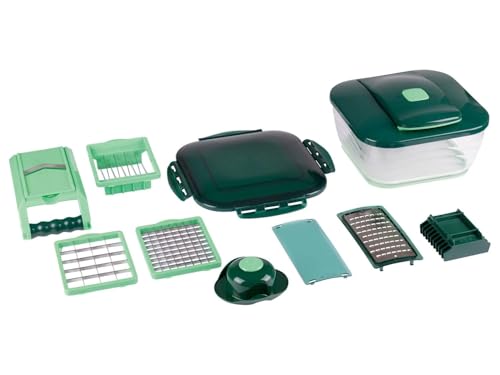 Genius Nicer Dicer Chef 13-teilig mit Selbstreinigungsfunktion XXL-Schneidfläche für ganze Salatköpfe und große Mengen inkl. Rezeptheft 22.8 x 22.8 x 13.6 cm