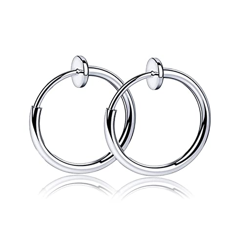 ANAZOZ Clip Ohrringe Ohne Ohrlöcher Damen Ohrringe Creolen Edelstahl Silberne Runde Form 20 mm