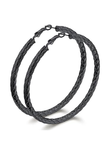 Bestyle Schwarze große 60MM Edelstal Dick Hypoallergen Cartilage Daith Helix Piercings Ohr Schmuck für Mädchen Freundin Mama