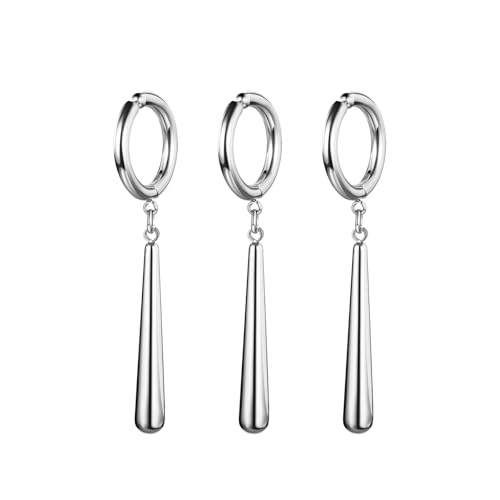 Oidea Herren Ohrringe Zorro Set Silber 3 Stück Fake Ohrringe aus Edelstahl ohne Ohrlöcher Creolen Ohrclips Schmuck Geschenk für Anime-Fans Roronoa Cosplays Männer Junge
