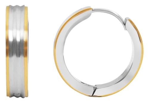 Akzent Wasserfeste Edelstahl Ohrringe Creolen in Bicolor für Damen 100% Wasserfest Hautverträglich