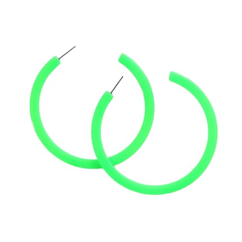 Neon Ohrringe Damen 70er 80er 90er Jahre Modeschmuck Pink Creolen Hippie Jacke Outfit Pinke Earring Karneval Frauen Hoop Vintage Neonfarbene Grün Ohrring Fasching Mode Grüne Neon-Ohrringe grün