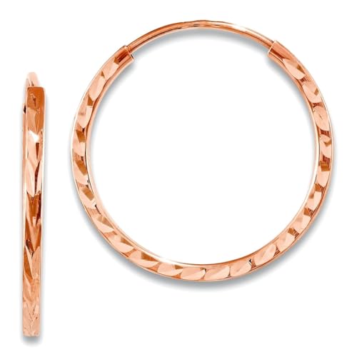 14 Karat funkelnd quadratisches Rohr endlose Maße 20 25x 20 25 mm breit 1 5 mm dicker Schmuck für Damen One Size Metall Ros Goldfarben Metall Kein Edelstein