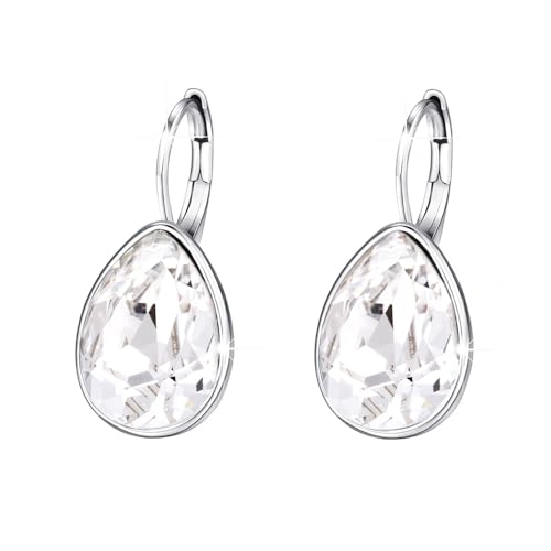 XUPING Kristall Tropfen Ohrringe für Damen Ohrringe Silber Creolen Hängend Weiß Strass Hypoallergenic Jewelry White