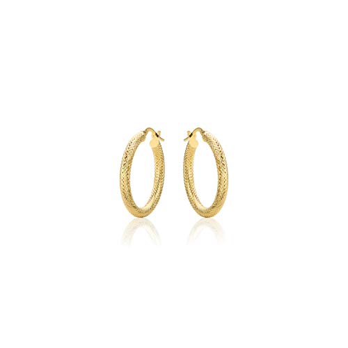 14 Karat 585 Gold Creolen Diamantiert Italienisch Ohrringe Gelbgold 20