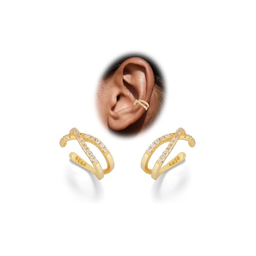 Ohrringe Ohne Stechen für Damen Verstellbare Clip-Ons Zarte Zirkonia Creolen Trendiger Schmuck Gold