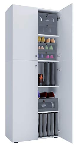 VCM XXL Holz Großer Schuhschrank Schuhkommode Stiefel Groß Lona 5 Fächer Weiß