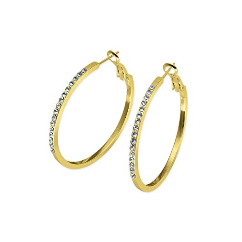 Soul-Cats 1 Paar goldene Creolen mit Strass Größe 4 cm