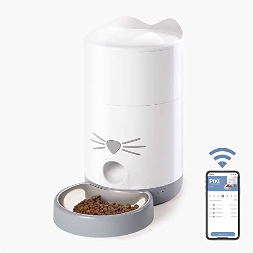 Catit Pixi Smart Futterautomat für Katzen Steuerung via App für 1 2kg geeignet Weiß Grau