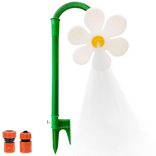 Wasserblume Crazy Daisy 41 73 Zoll Rasensprinkler Tanzende Blume 2 Adapter Rasensprenger Kinder 360 Rotierende Gartensprinkler Blume Sonnenblumensprinkler für Weiß