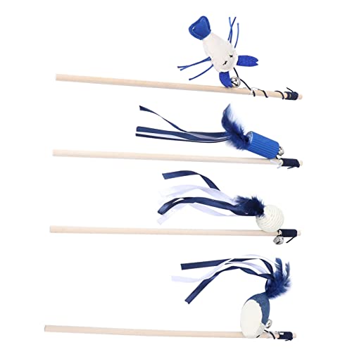 POPETPOP 4stücke Katzenspielzeug Mit Holzgriff Und Federwedel Interaktives Spielzeug Mit Glöckchen Für Katzen Spielzeug Für Hause