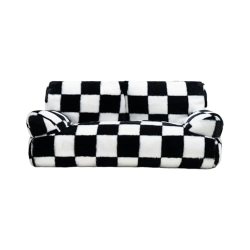 Pet Sofa Bed Kuschelige Haustier Couch Bett mit Plüschigem Material Und Hoher Dichte Rutschfester Unterseite Maschinenwaschbar für Katzen Kleine Black S