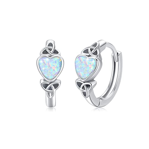Opal Keltischer Knoten Ohrringe 925 Sterling Silber Mädchen Klein Creolen Ohrringe Irish Schmuck Weihnachten Geschenke für Frauen Kinder